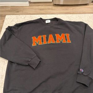Miami Hurricanes Champion Black Sweatshirt with Orange/ Green Miami Lettering-XX